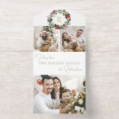 Elegant Winter Botanical Wreath 2-Photo Foil オールインワン招待状 (内側)