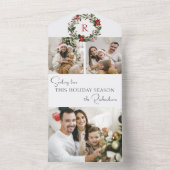 Elegant Winter Botanical Wreath w/Monogram 2-Photo オールインワン招待状 (内側)