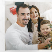 Elegant Winter Botanical Wreath w/Monogram 2-Photo 三つ折りクリスマスカード (内部最初)