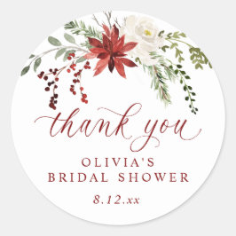 Elegant Winter Bridal Shower Thank You ラウンドシール