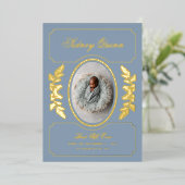 Elegant Winter Christmas Blue New Baby Birth 箔シーズンカード (立ち正面)