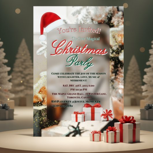 Elegant Winter Christmas Party Invitation 箔招待状