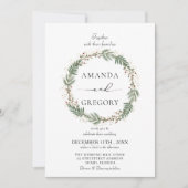 Elegant Winter Christmas  Wedding Party Invitation 招待状 (正面)