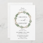 Elegant Winter Christmas  Wedding Party Invitation 招待状 (正面/裏面)