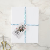 Elegant Winter Cotton & Pinecone Holiday Gift Tag ギフトタグ (より糸付き)