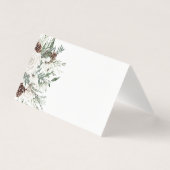 Elegant winter evergreen wedding place cards (正面)