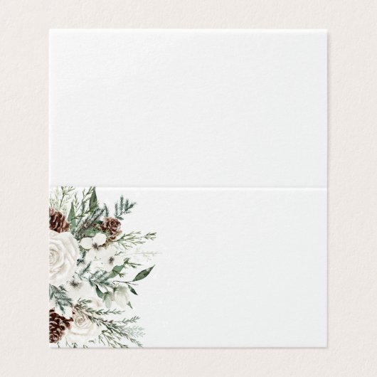 Elegant winter evergreen wedding place cards (外部フラット)