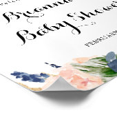 Elegant Winter Floral Baby Shower Welcome ポスター (角)