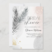 Elegant Winter Floral Bridal Shower Party 招待状 (正面)