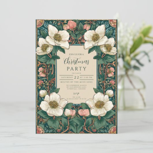 Elegant Winter Floral Christmas 招待状 (スタンド正面)