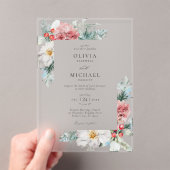 Elegant Winter Floral Christmas Wedding アクリル招待状 (インサイチュ (ポータブル))