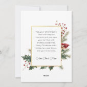 Elegant Winter Floral Gold Merry Christmas 1 Photo シーズンカード (裏面)