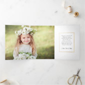 Elegant Winter Floral Gold Merry Christmas 1 Photo 三つ折りカード (内部)