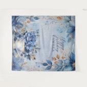 Elegant Winter Floral Teacup Birthday Par-Tea タペストリー (正面(横))