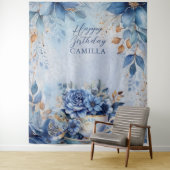 Elegant Winter Floral Teacup Birthday Par-Tea タペストリー (インサイチュ)