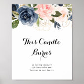 Elegant Winter Floral This Candle Burns Sign ポスター (正面)