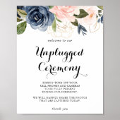 Elegant Winter Floral Unplugged Ceremony Sign ポスター (正面)