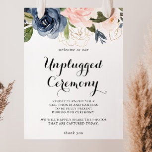 Elegant Winter Floral Unplugged Ceremony Sign ポスター