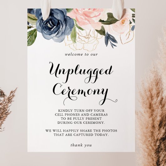 Elegant Winter Floral Unplugged Ceremony Sign ポスター