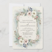 Elegant Winter Floral Wedding Invitation 招待状 (正面)