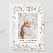 Elegant Winter Foliage and Holly Berries Photo シーズンカード (正面)
