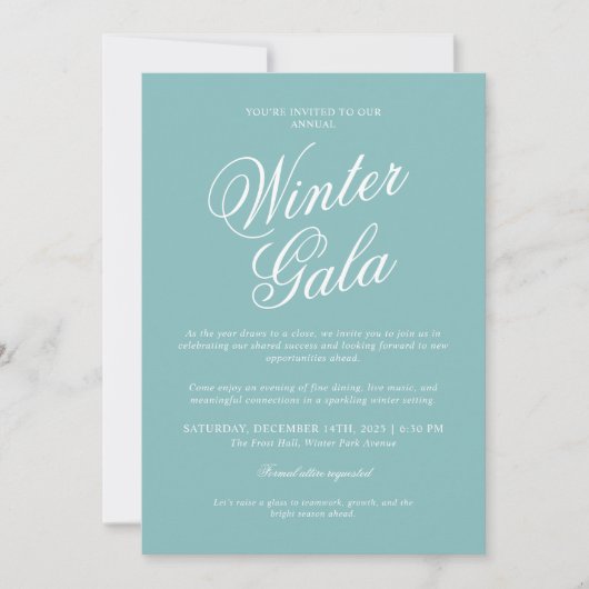 Elegant Winter Gala Invitation Formal Holiday 招待状 (正面)