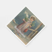 Elegant Winter Girl by Lantern Scene スタンダードランチョンナプキン (角)