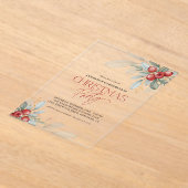 Elegant Winter Greenery Office Christmas Party アクリル招待状 (レイダウン)