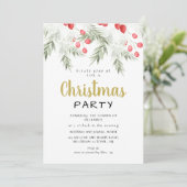 Elegant Winter Greenery Watercolor Christmas Party 招待状 (スタンド正面)
