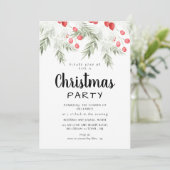 Elegant Winter Greenery Watercolor Christmas Party 招待状 (スタンド正面)