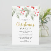 Elegant Winter Greenery Watercolor Christmas Party 招待状 (スタンド正面)