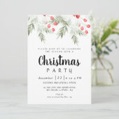 Elegant Winter Greenery Watercolor Christmas Party 招待状 (スタンド正面)