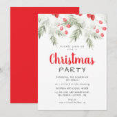 Elegant Winter Greenery Watercolor Christmas Party 招待状 (正面/裏面)