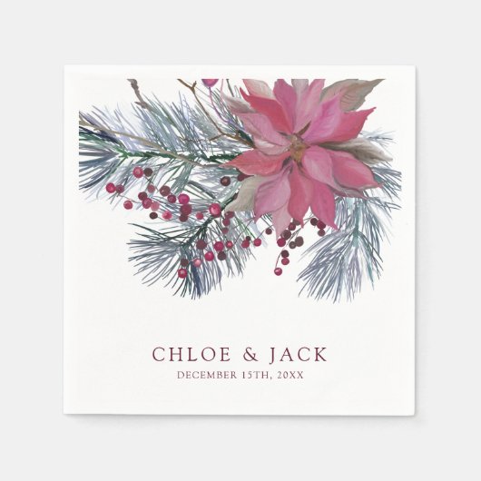 Elegant Winter Greenery Wedding スタンダードカクテルナプキン (正面)