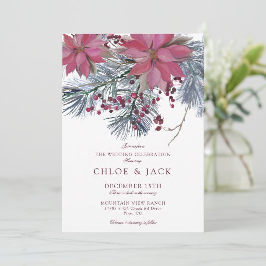 Elegant Winter Greenery Wedding 招待状 (スタンド正面)