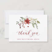 Elegant Winter Greenery Wedding Bridal Shower サンキューカード (正面)