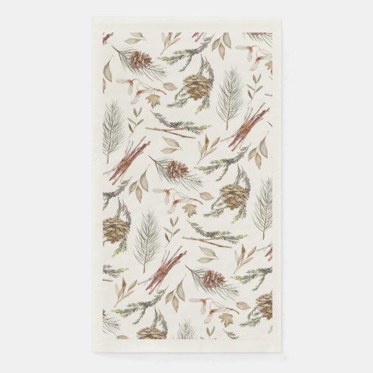 Elegant Winter Guest Towel with Pinecones (正面)