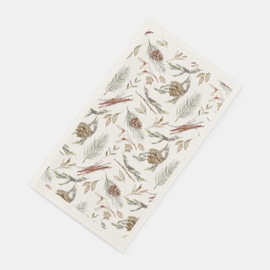 Elegant Winter Guest Towel with Pinecones (コーナー)