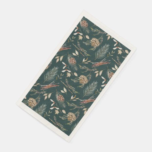Elegant Winter Guest Towel with Pinecones (コーナー)