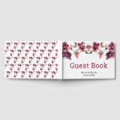 Elegant Winter Hellebore Floral Burgundy Wedding ゲストブック (全面)