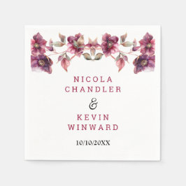 Elegant Winter Hellebore Floral Burgundy Wedding スタンダードカクテルナプキン