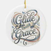 Elegant Winter Ice Skating Birthday  セラミックオーナメント (裏面)