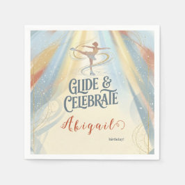 Elegant Winter Ice Skating Birthday Invitation  スタンダードカクテルナプキン