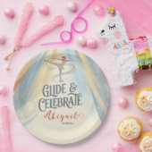 Elegant Winter Ice Skating Birthday Invitation ペーパープレート (パーティー)