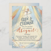 Elegant Winter Ice Skating Birthday Invitation  招待状 (正面/裏面)