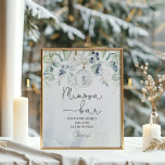 Elegant winter Mimosa bar ポスター<br><div class="desc">Elegant winter Mimosa bar Poster. Blue eucalyptus bridal shower Mimosa bar sign.
Matching items available.</div>