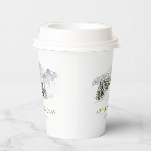 Elegant Winter Mountain Christmas 紙コップ (右)