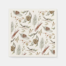 Elegant Winter Napkins with Pinecones