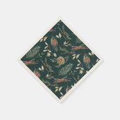 Elegant Winter Napkins with Pinecones スタンダードカクテルナプキン (角)