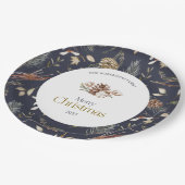 Elegant Winter Paper Plates with Pinecones ペーパープレート (アングル)